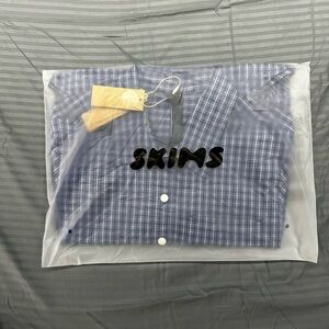 Skims Cotton Poplin Sleep Micro Short Set ( Navy | Medium )